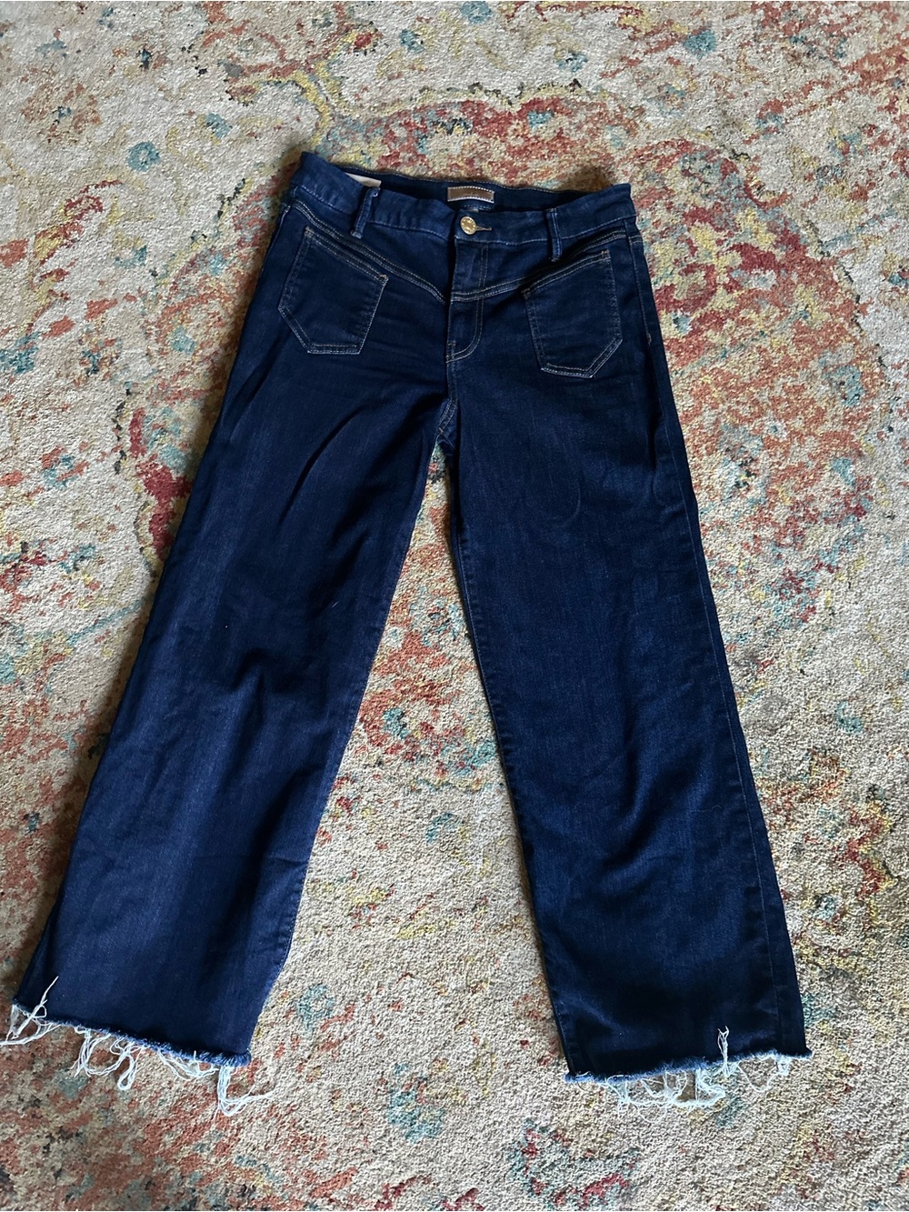 KUT FROM THE KLOTH charlotte high-rise wide leg wide front pockets raw hem 6 - Picture 6 of 13